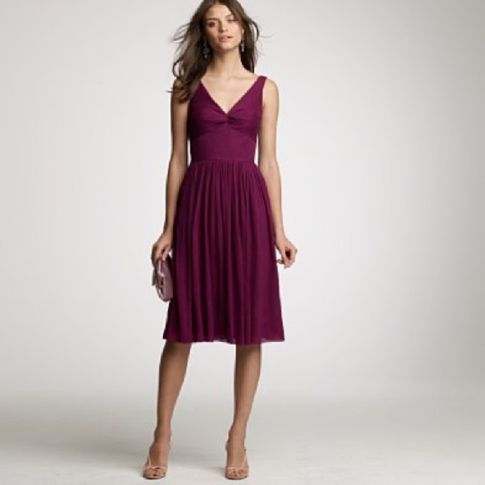 J.Crew Silk Twist Front Sleeveless Dress in Berry Purple Size 6